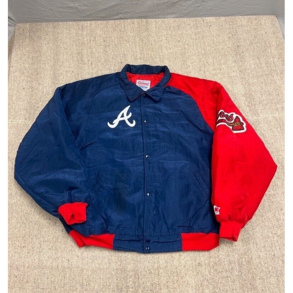Vintage MLB Atlanta Braves Jacket Mens XXL Blue 1990s Starter